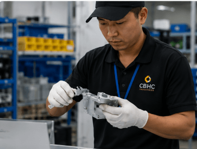 QC inspector reviewing a product