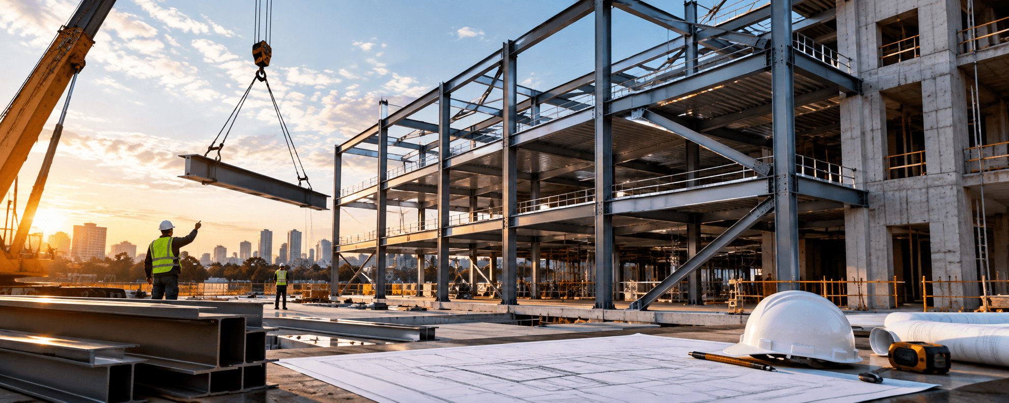 Structural Systems — Wide architectural daylight prefab modules, steel frame erection, aluminium systems, façade panels